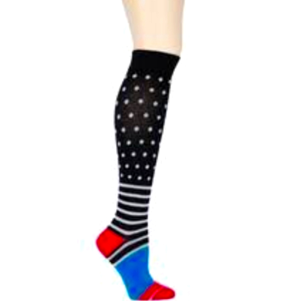 1 pair of Multicolored Compression Socks.  Size L. #0035